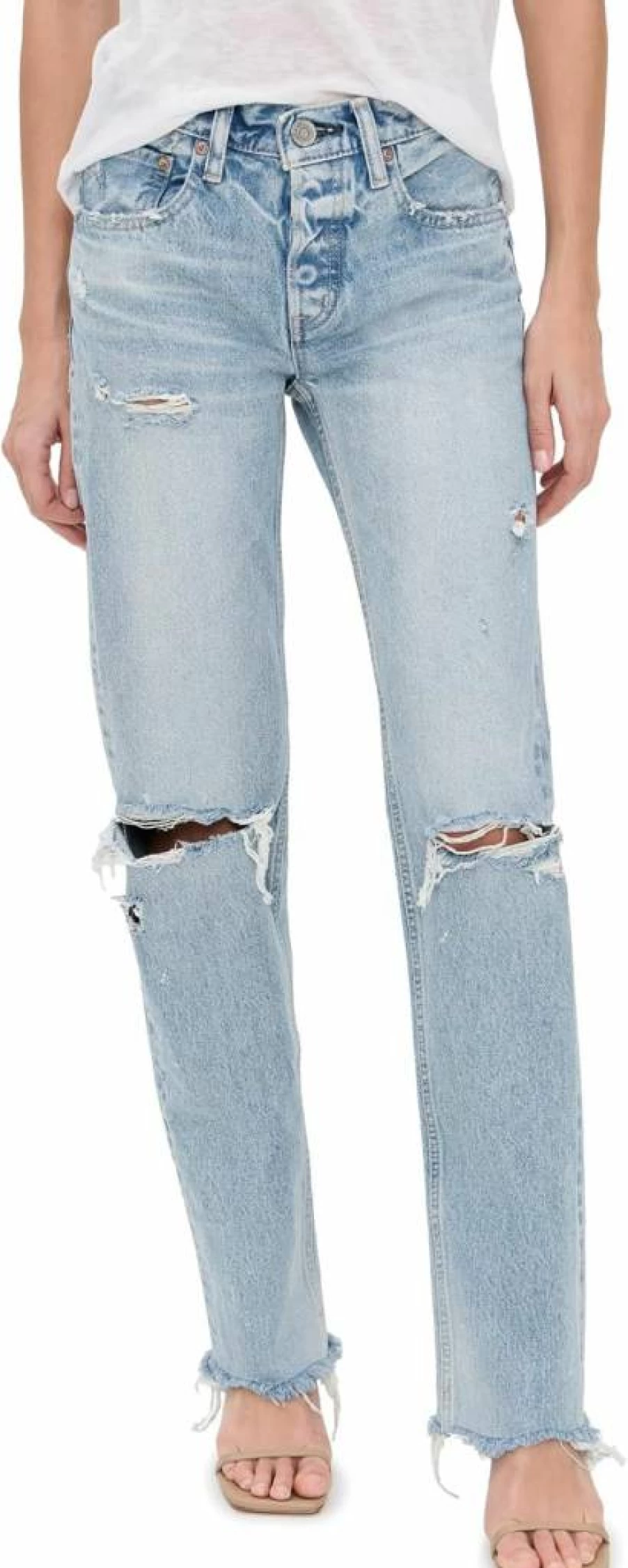MOUSSY VINTAGE Women's Odessa Straight Leg Low Rise Jeans - Classic Blue Denim Pants
