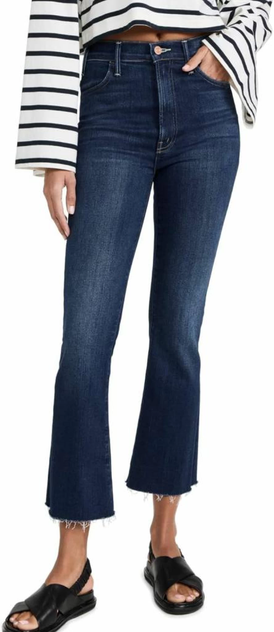 MOTHER Women's The Hustler Distressed Ankle Fray Jeans