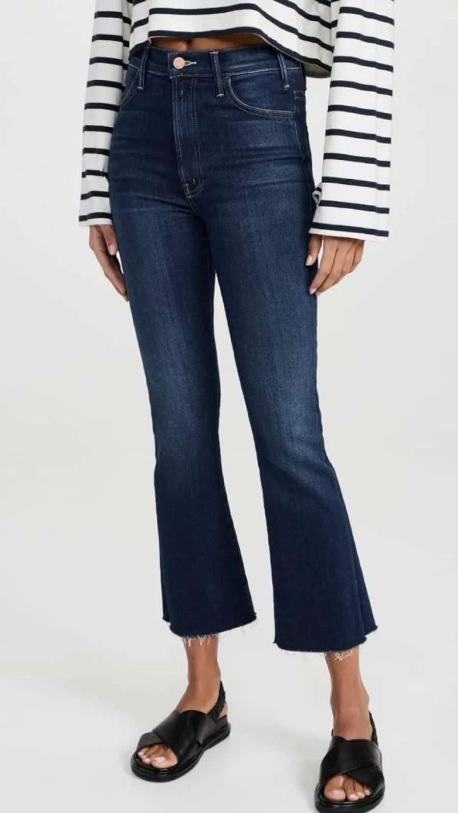 MOTHER Women's The Hustler Distressed Ankle Fray Jeans