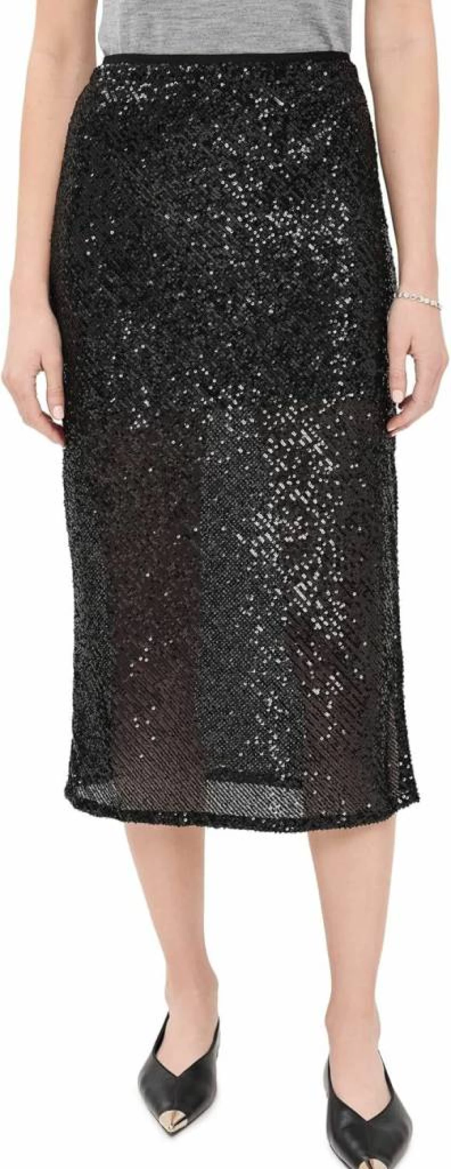 Enza Costa Women's Sequin Skirt - Elegant Bias-Cut Sparkly Party Skirt