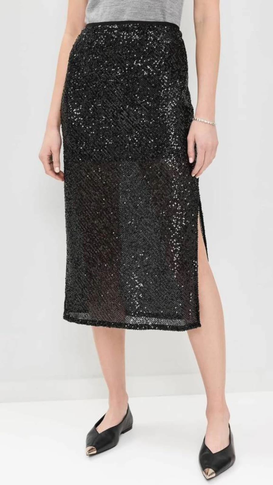 Enza Costa Women's Sequin Skirt - Elegant Bias-Cut Sparkly Party Skirt