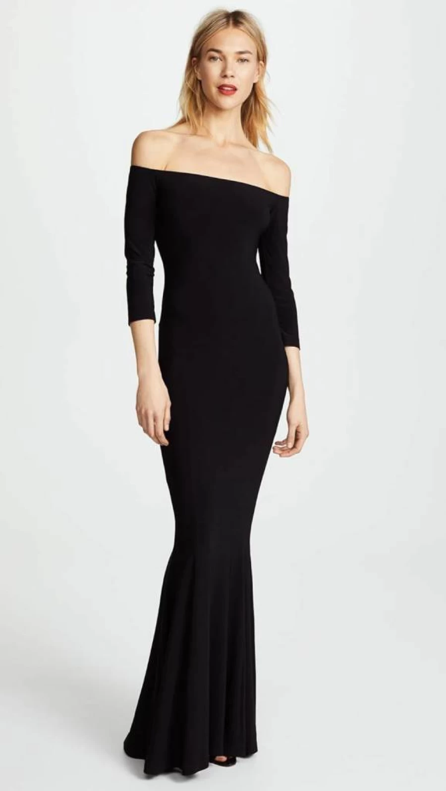 Norma Kamali Off-Shoulder Fishtail Evening Gown - Women's Elegant Red Carpet Dress by Kamali Kulture