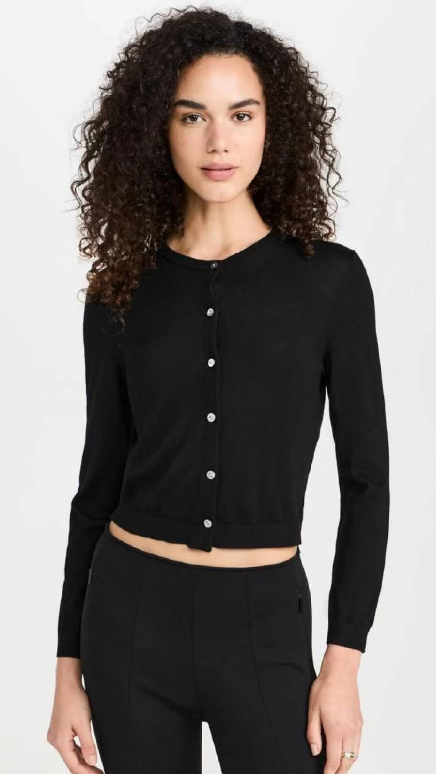 Theory Women's Slim Fit Crop Cardigan Sweater - Lightweight Knit Crewneck Pullover