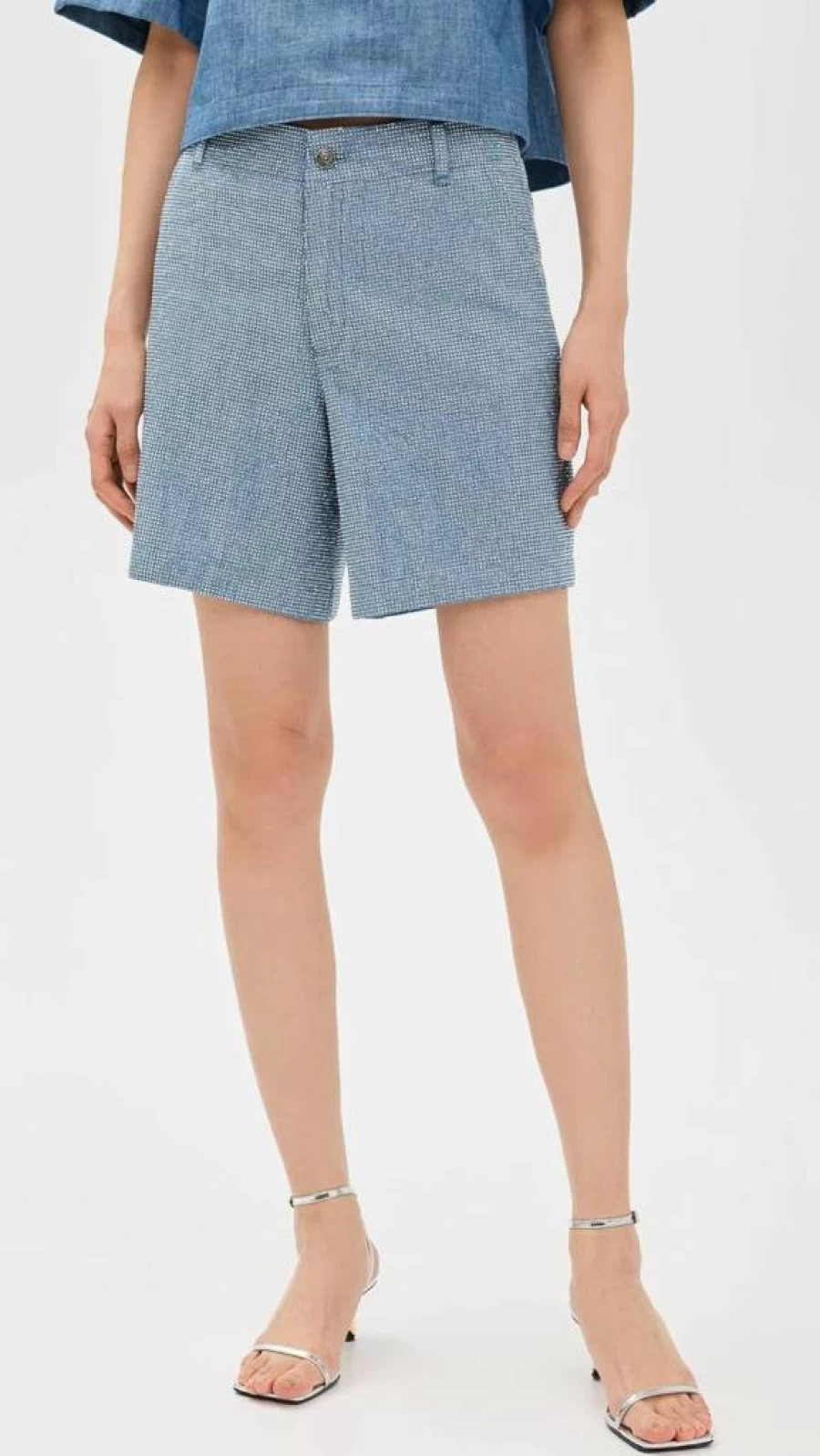 Cinq a Sept Women's Patricia Denim Shorts - Vintage Washed Chambray High-Waisted Summer Shorts