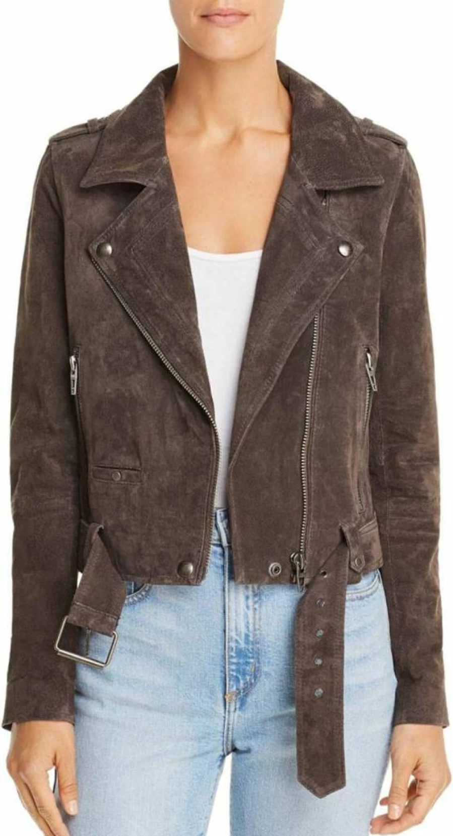 BLANKNYC Women's Cropped Suede Leather Jacket - Stylish Motorcycle Coat for Women, Comfortable & Luxurious Outerwear