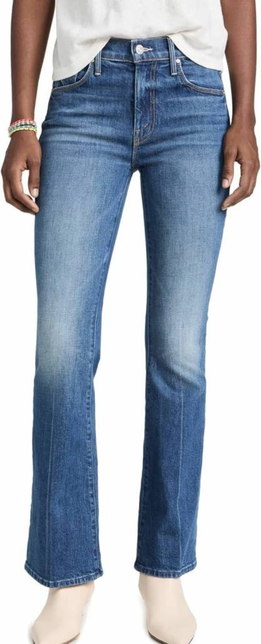 MOTHER The Weekender Women's High-Rise Distressed Jeans - Relaxed Fit Stretch Denim