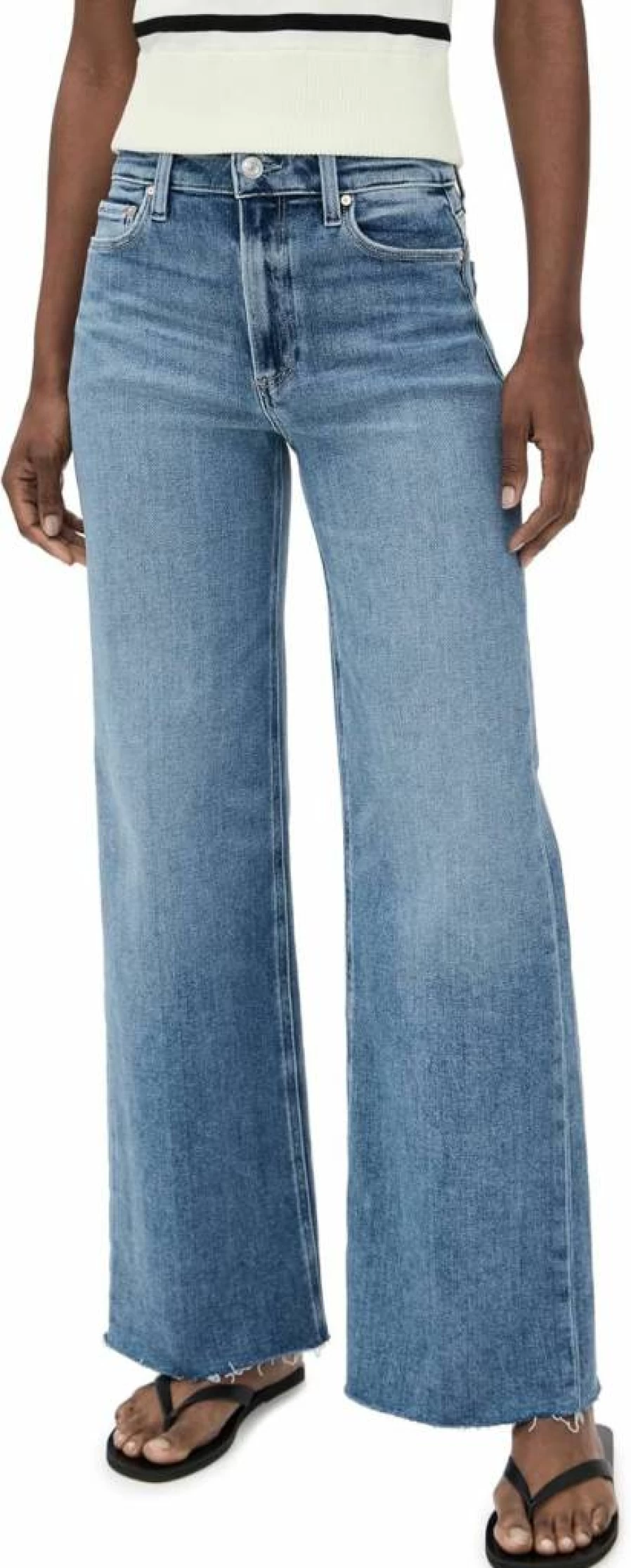 PAIGE Women's Anessa High-Rise Raw Hem Jeans | 31" Inseam | Distressed Denim