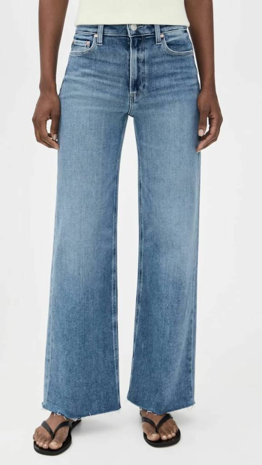 PAIGE Women's Anessa High-Rise Raw Hem Jeans | 31" Inseam | Distressed Denim