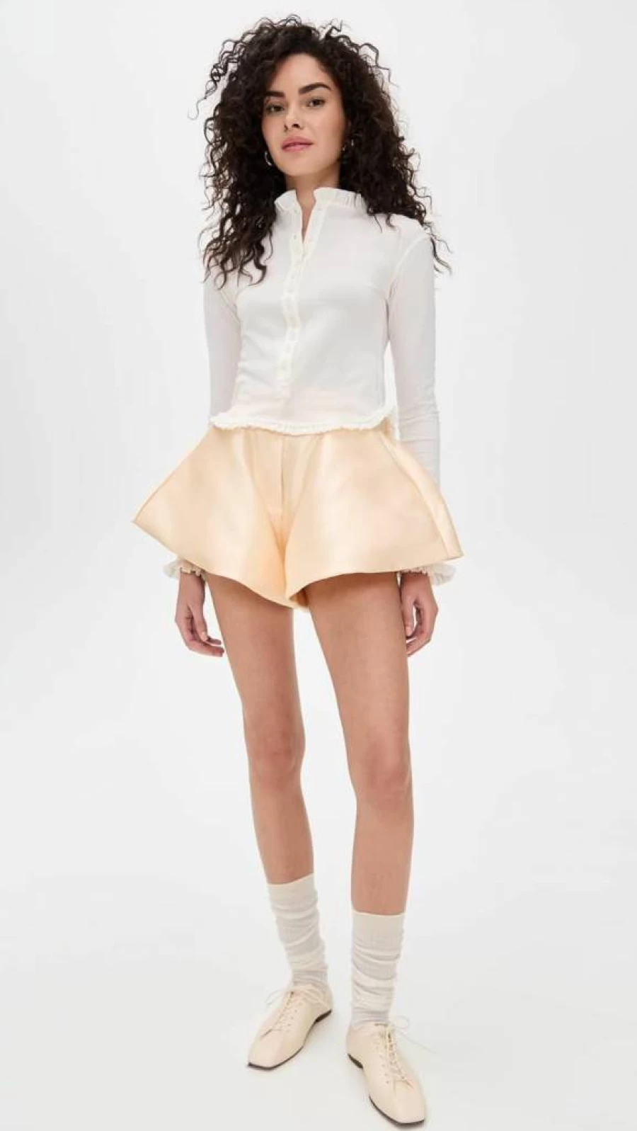 Marques'Almeida Women's High-Waisted Satin Shorts with Draped Detail - Luxury Fashion Shorts