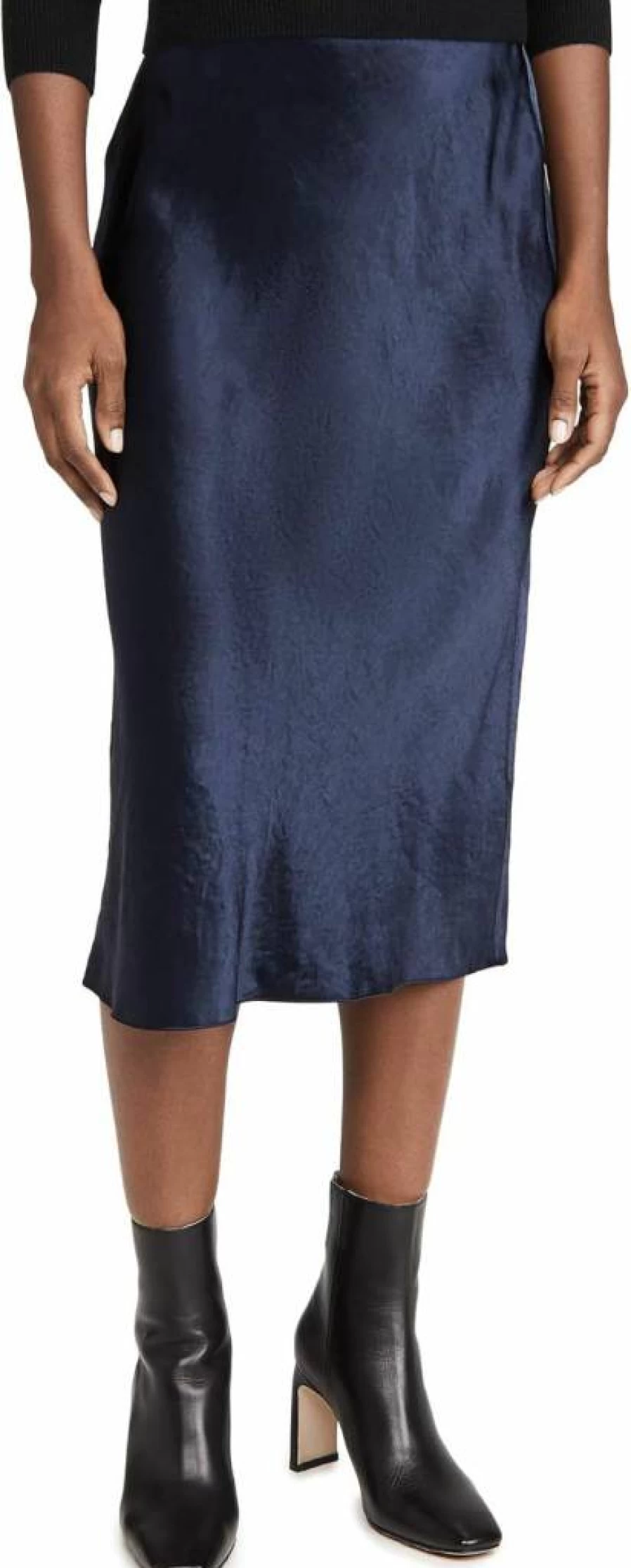 Vince Women's Silk Slip Skirt - Elegant Satin Midi Skirt with Slit for Women