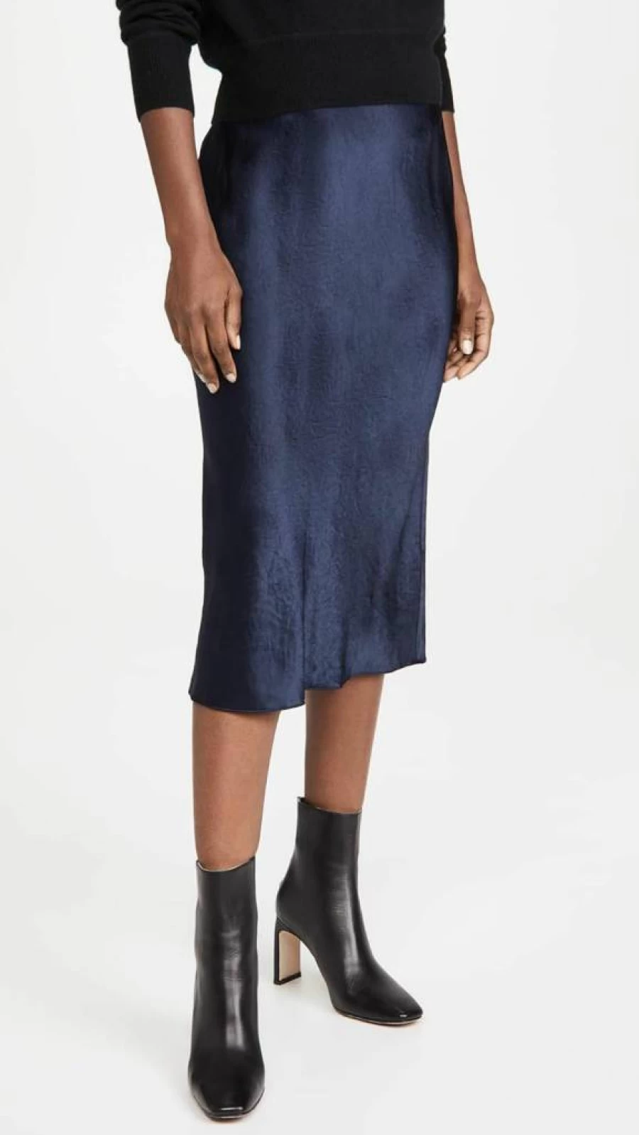 Vince Women's Silk Slip Skirt - Elegant Satin Midi Skirt with Slit for Women