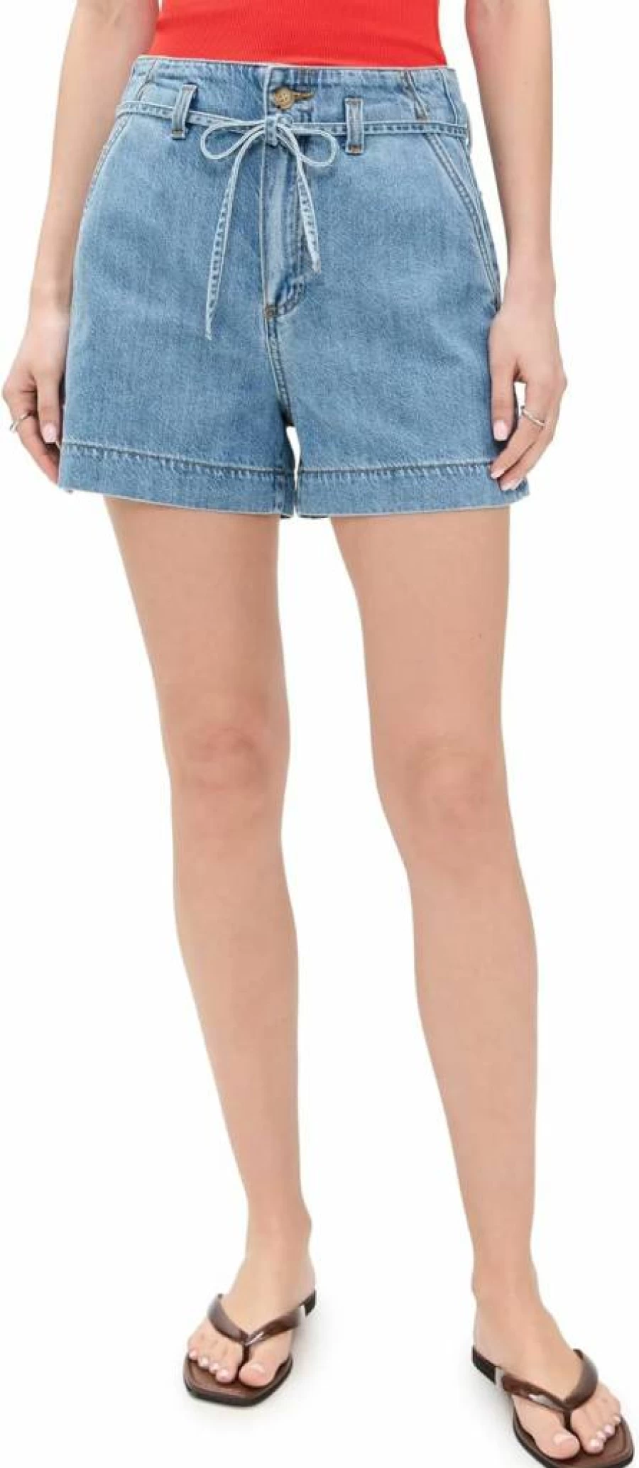 PAIGE Women's Anessa High-Waisted Shorts with Adjustable Tie for Comfort and Style