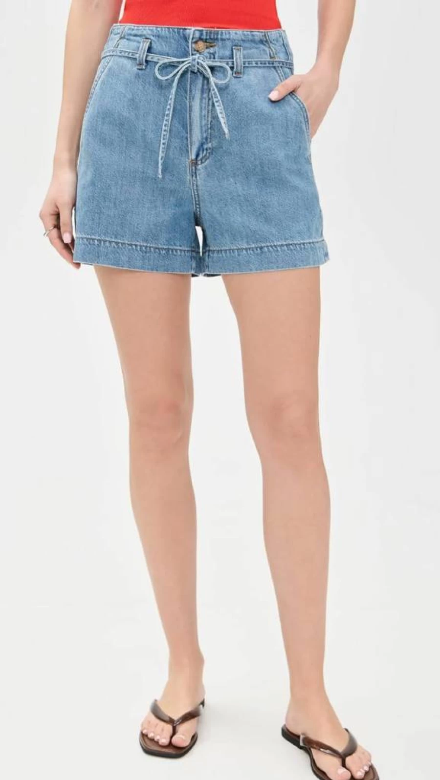 PAIGE Women's Anessa High-Waisted Shorts with Adjustable Tie for Comfort and Style