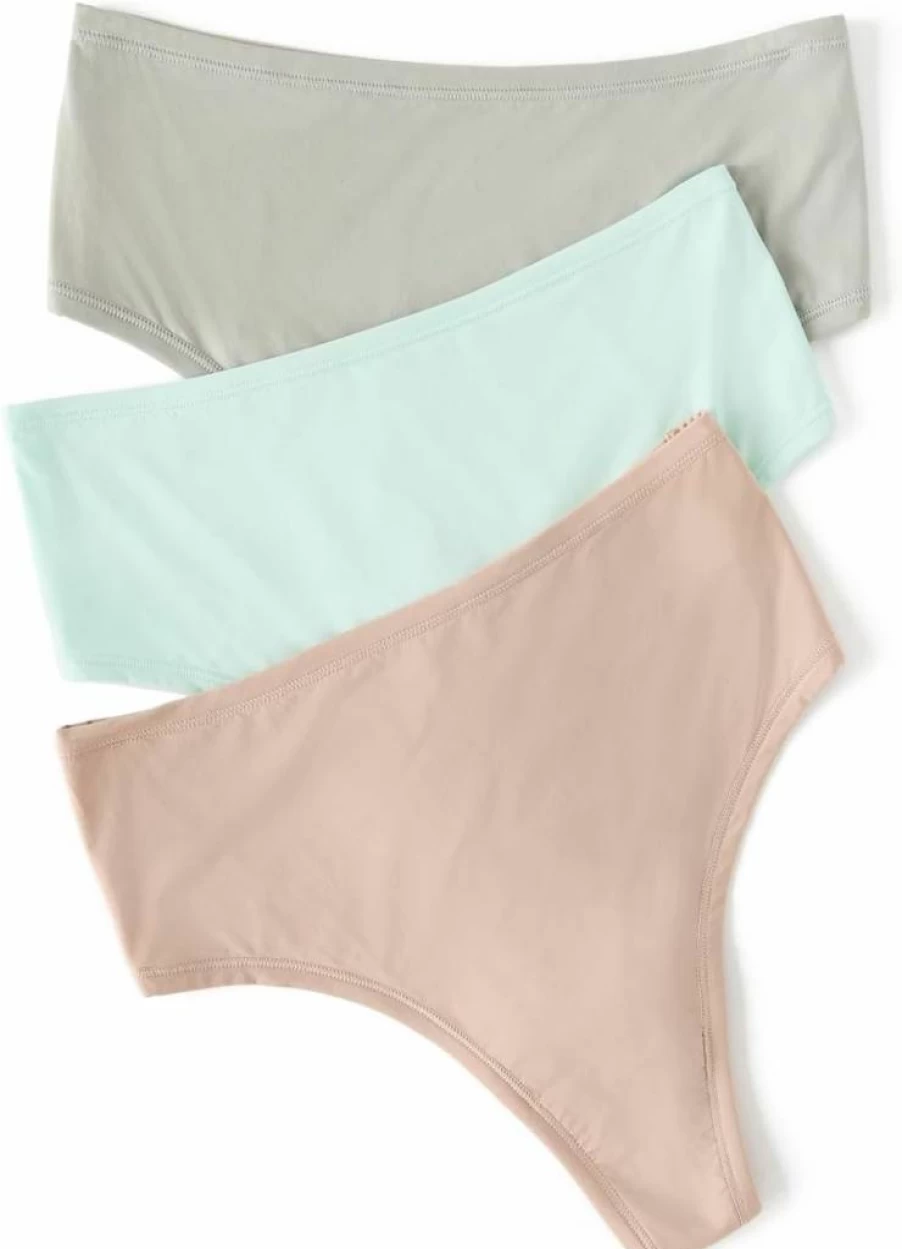 Hanky Panky Women's 3-Pack High-Cut Thong Underwear - Soft Lace Comfort