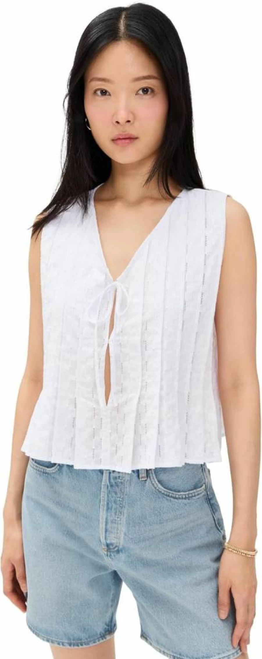 LNA Women's Kala Eyelet Detail Top - Stylish Casual Blouse for Women
