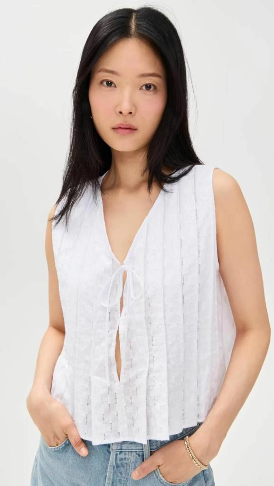LNA Women's Kala Eyelet Detail Top - Stylish Casual Blouse for Women
