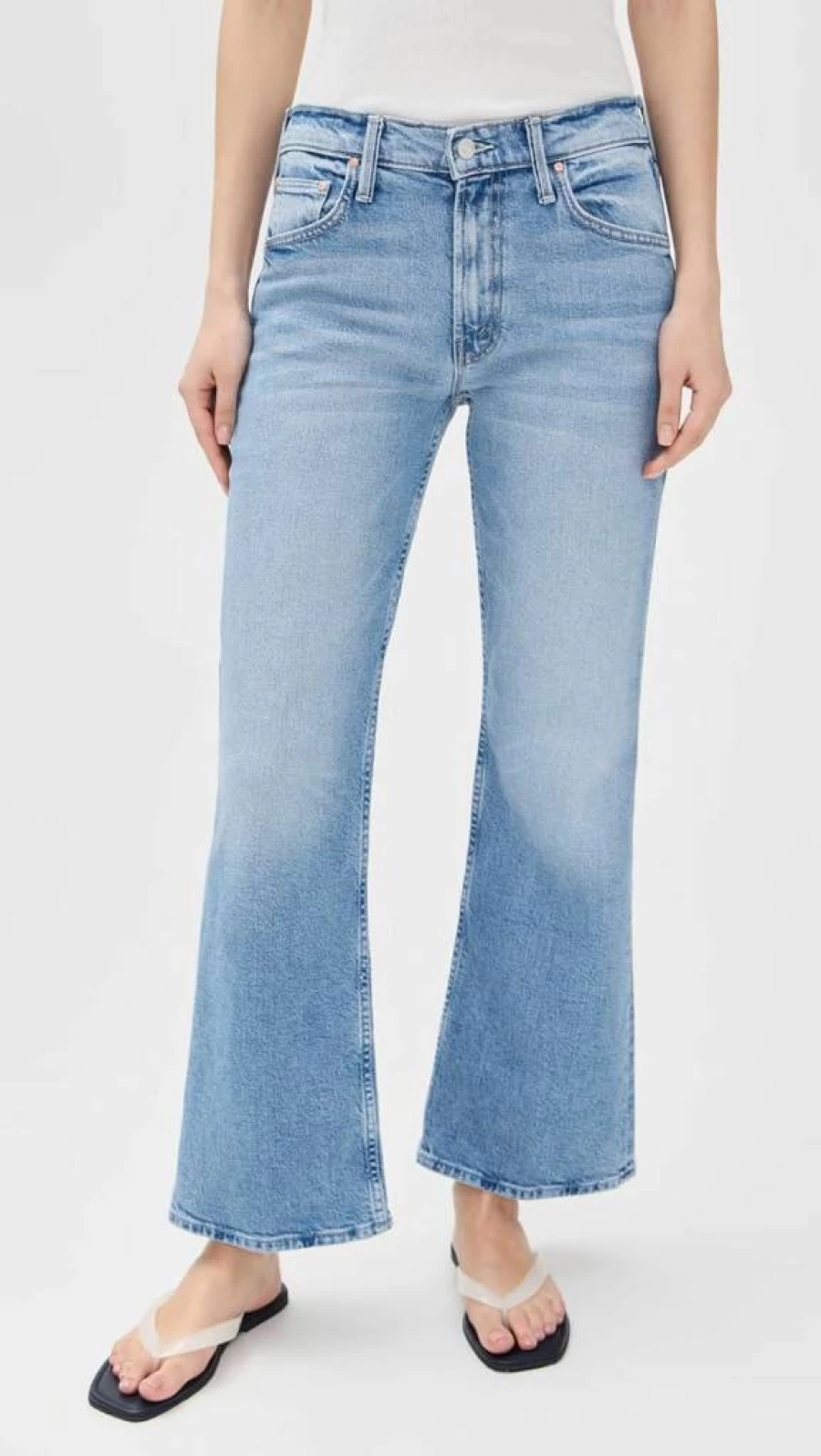 MOTHER Women's The Bookie High-Rise Flood Jeans - Classic Fit Distressed Denim