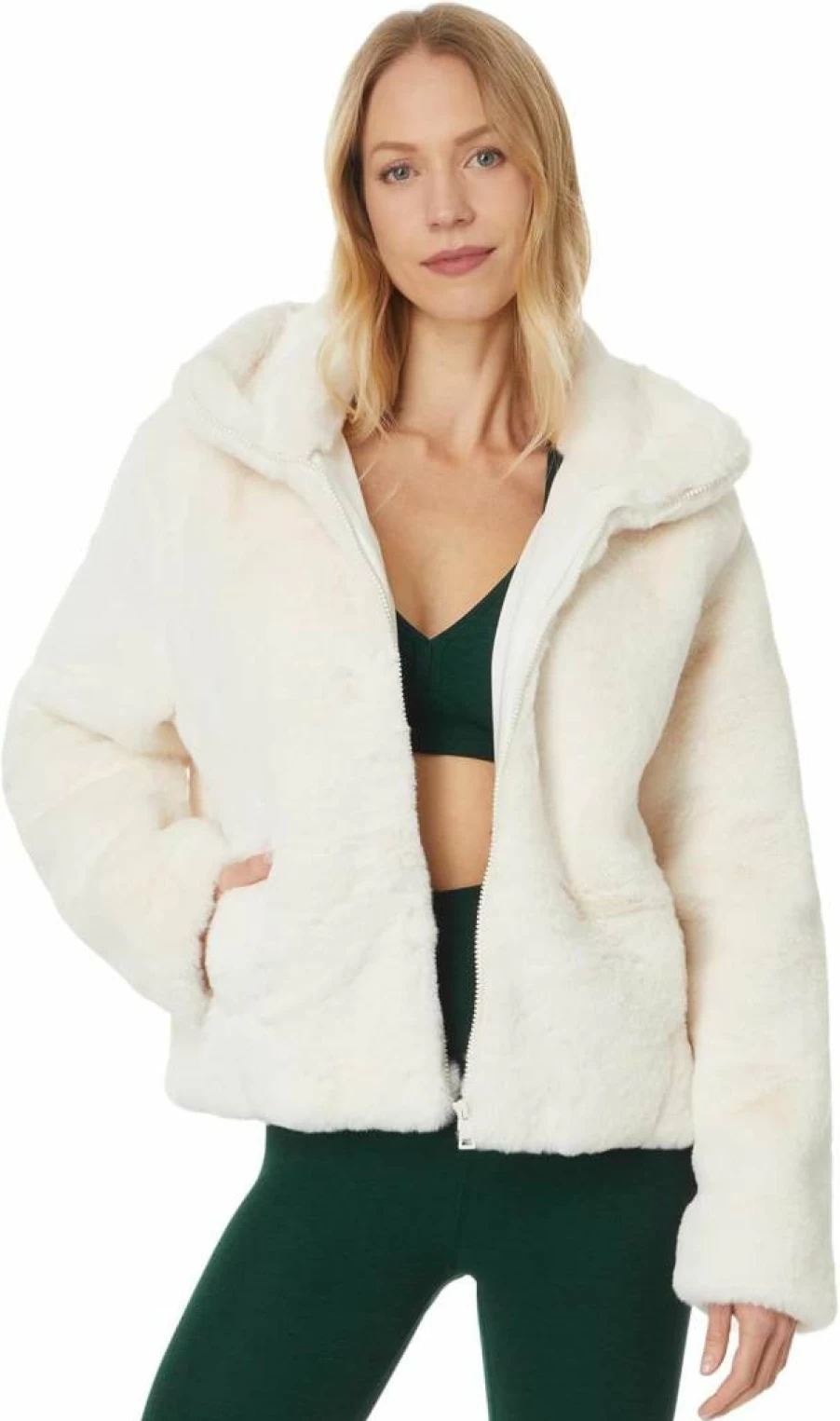 Beyond Yoga Women's Faux Fur Jacket - Cozy Winter Outerwear for Yoga & Casual Wear