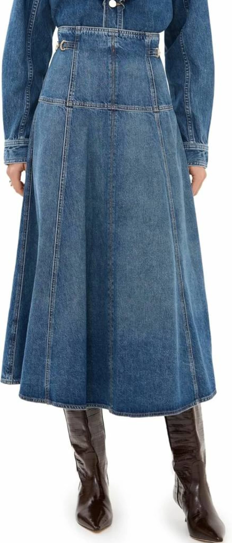 Ulla Johnson Women's Brigette Floral Print Midi Skirt - Boho Chic High Waist A-Line Summer Skirt