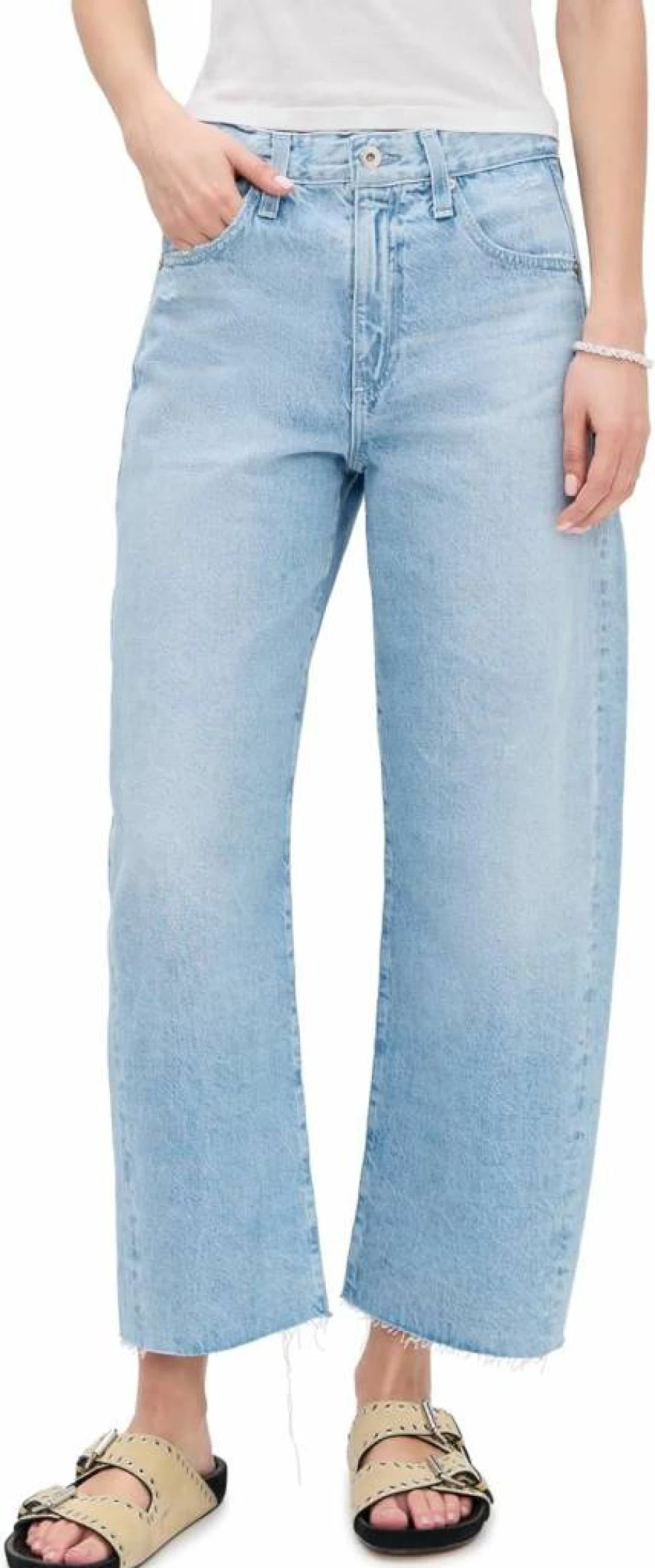 AG Adriano Goldschmied Women's Hattie High-Rise Crop Jeans - Classic Blue Denim Slim Fit Ankle-Length