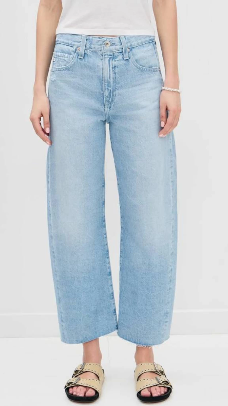 AG Adriano Goldschmied Women's Hattie High-Rise Crop Jeans - Classic Blue Denim Slim Fit Ankle-Length
