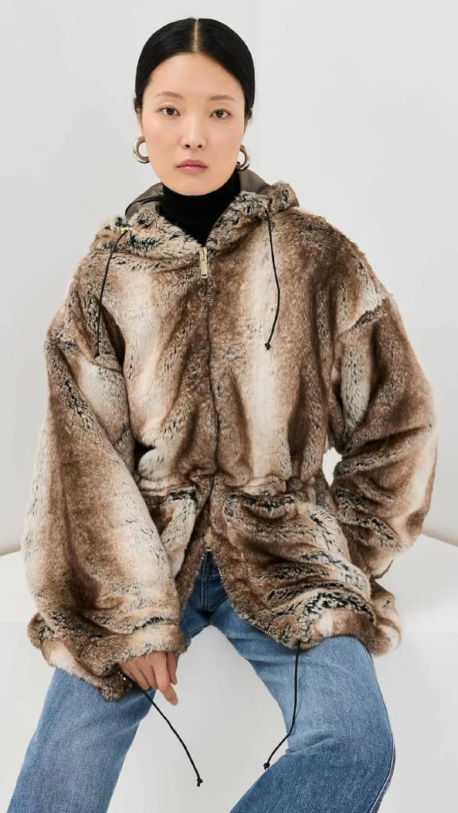 HALFBOY Women's Eco-Friendly Faux Fur Parka Coat – Sustainable Winter Outerwear