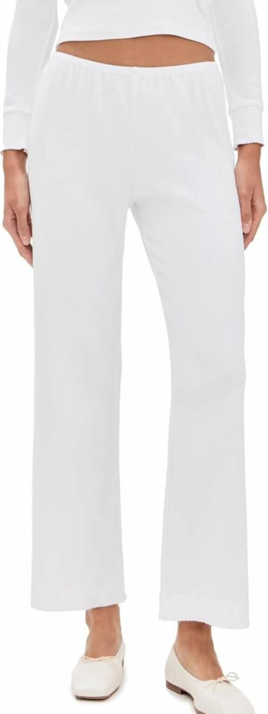 DONNI. Women's Baby Rib Knit Scallop Hem Pants - Soft Stretch High Waist Comfortable Trousers