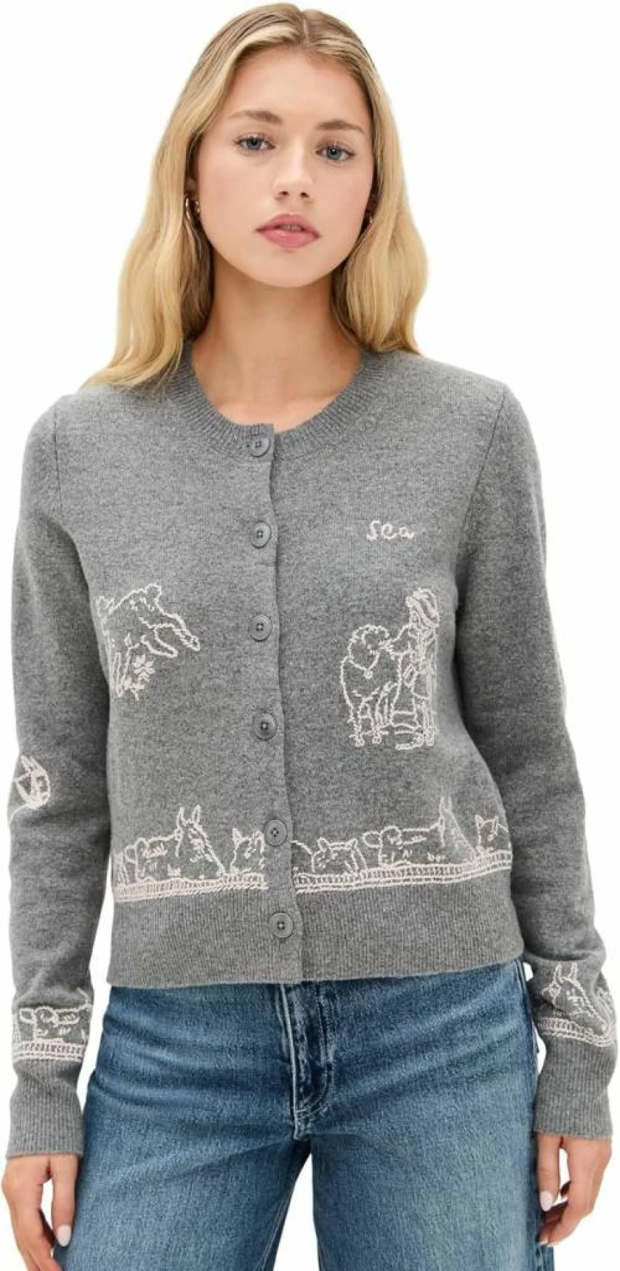Sea Women's Edin Farm Embroidered Cardigan Sweater – Stylish Knitwear