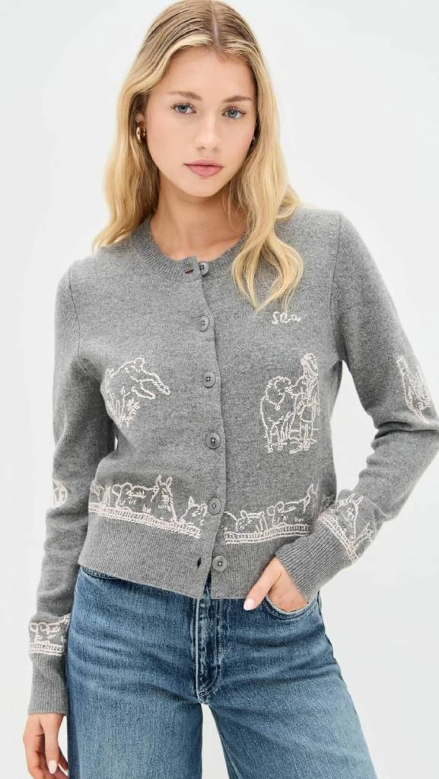 Sea Women's Edin Farm Embroidered Cardigan Sweater – Stylish Knitwear