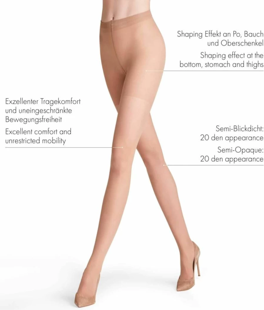 FALKE Women's 50 Denier Semi-Opaque Shaping Tights with Foot - Comfortable Control Pantyhose