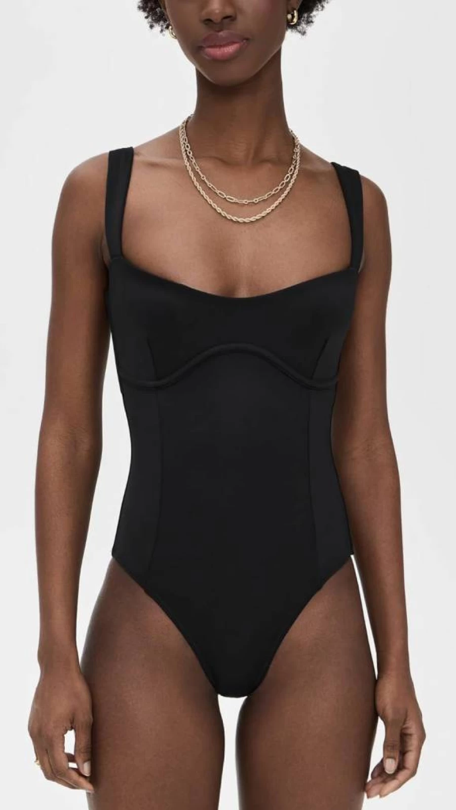 Good American Sweetheart Neckline Black Compression Swimsuit | Black001