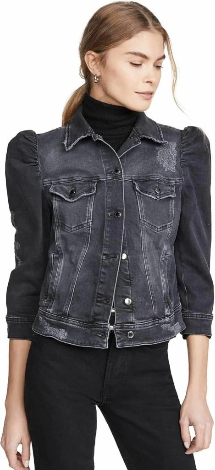 Retrofete Women's Ada Denim Jacket - Vintage Style Distressed Denim Jacket for Women