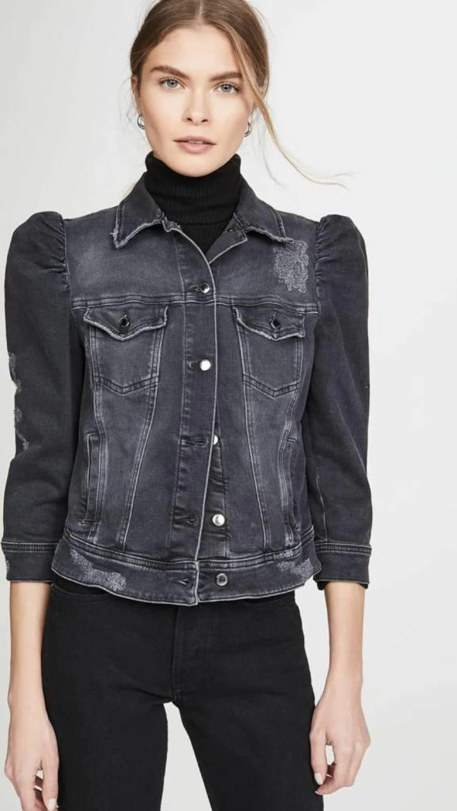 Retrofete Women's Ada Denim Jacket - Vintage Style Distressed Denim Jacket for Women