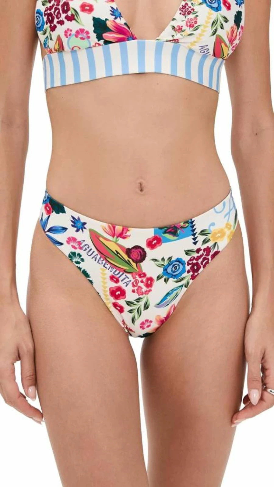 AGUA BENDITA Women's Ilu Citrus Bikini Bottoms - High-Waisted Swimwear for Women
