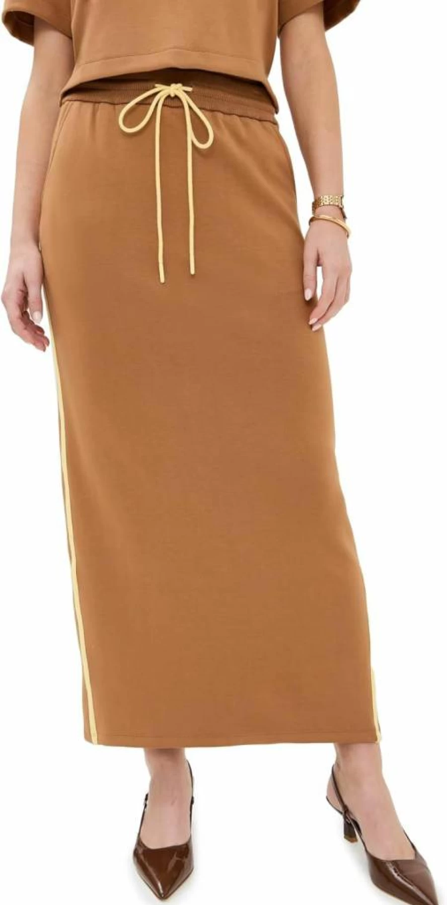 LE BOP Women's Kate Skirt - Stylish High-Waisted Flared Midi Skirt for Women