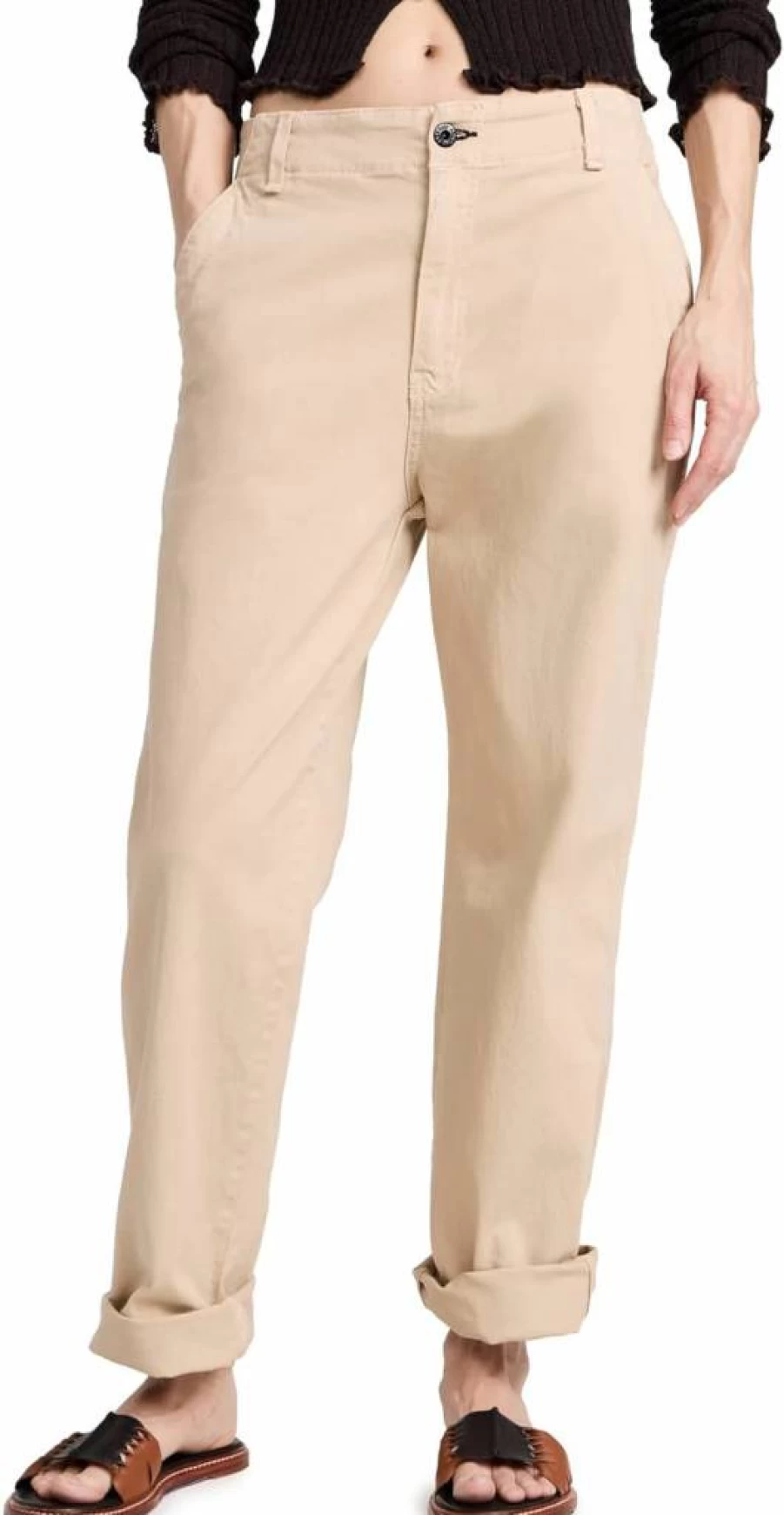 ASKK NY Women's High-Waisted Chino Pants - Classic Slim Fit Stretch Ankle Dress Trousers for Casual & Office Wear