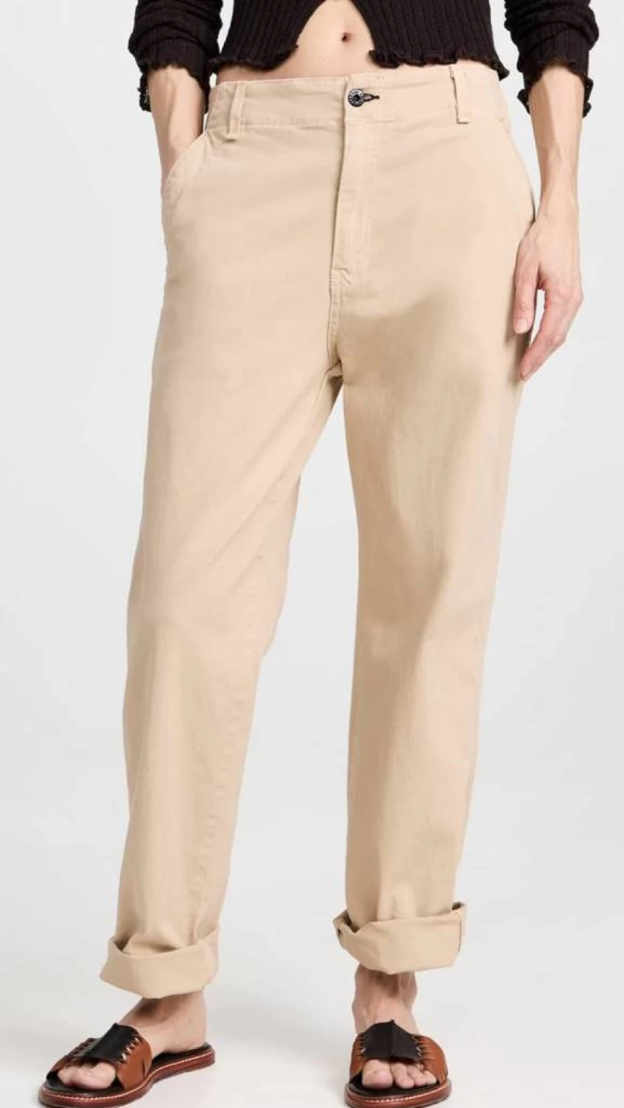 ASKK NY Women's High-Waisted Chino Pants - Classic Slim Fit Stretch Ankle Dress Trousers for Casual & Office Wear