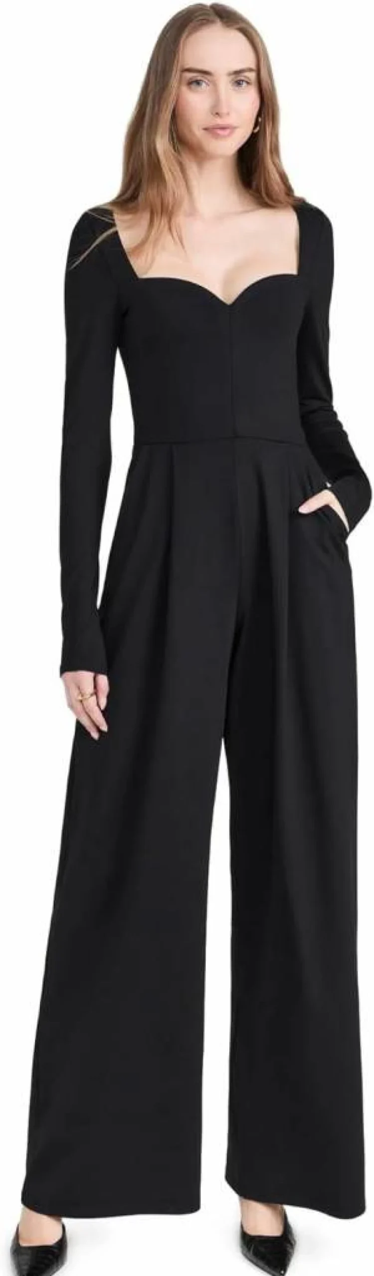 Susana Monaco Women's Elegant Sweetheart Neck Long Sleeve Jumpsuit - Sophisticated Romper for Women 32
