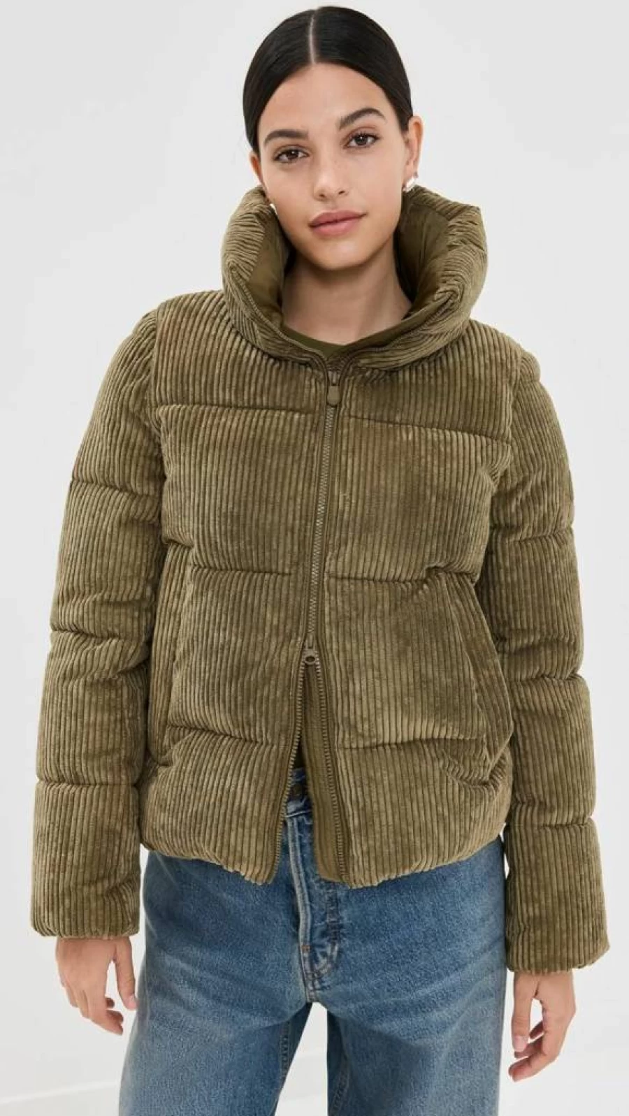 Save The Duck Women's Annika Corduroy Puffer Jacket - Eco-Friendly Down Alternative Coat