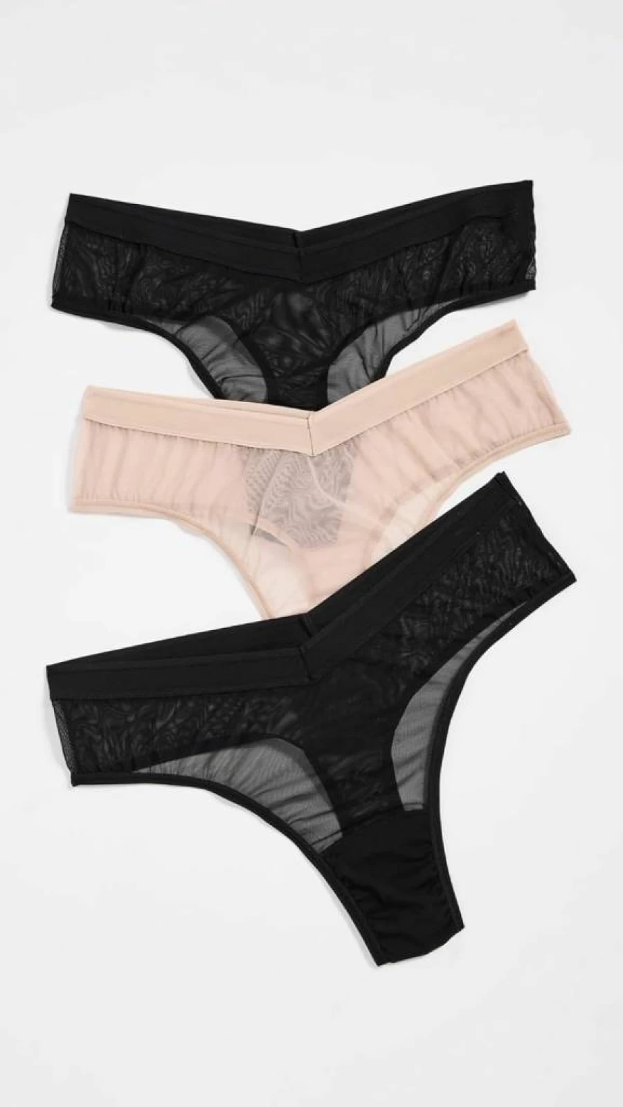 Hanky Panky Women's High Cut Mesh Thong 3-Pack - Soft Comfortable Underwear Set