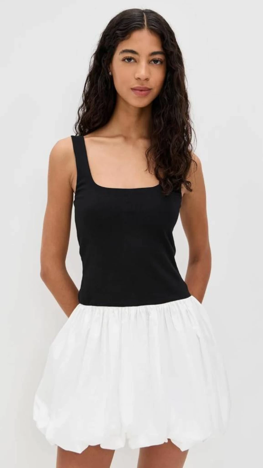 WAYF Women's Lilah Bubble Hem Mini Dress - Flowy Summer Casual Short Dress