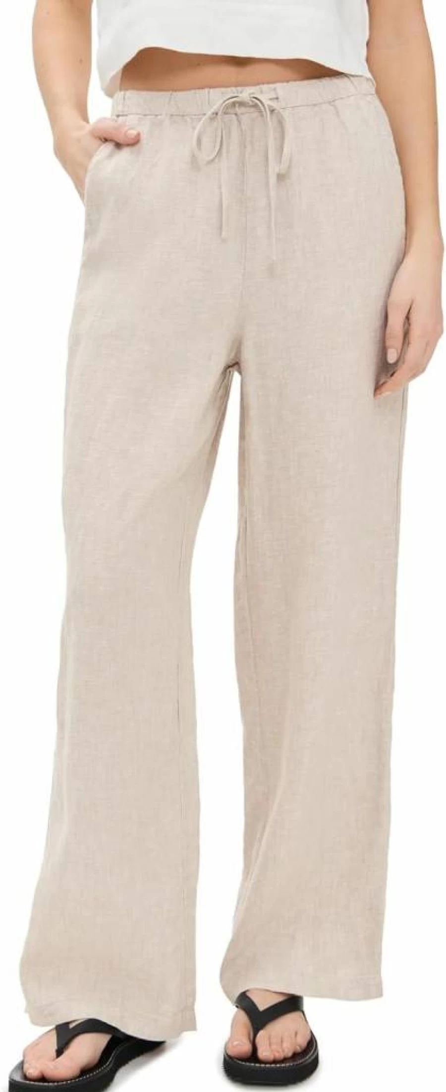 Rails Women's Emmie High-Waisted Wide-Leg Trousers - Comfortable Linen Blend Pants for Casual & Office Wear
