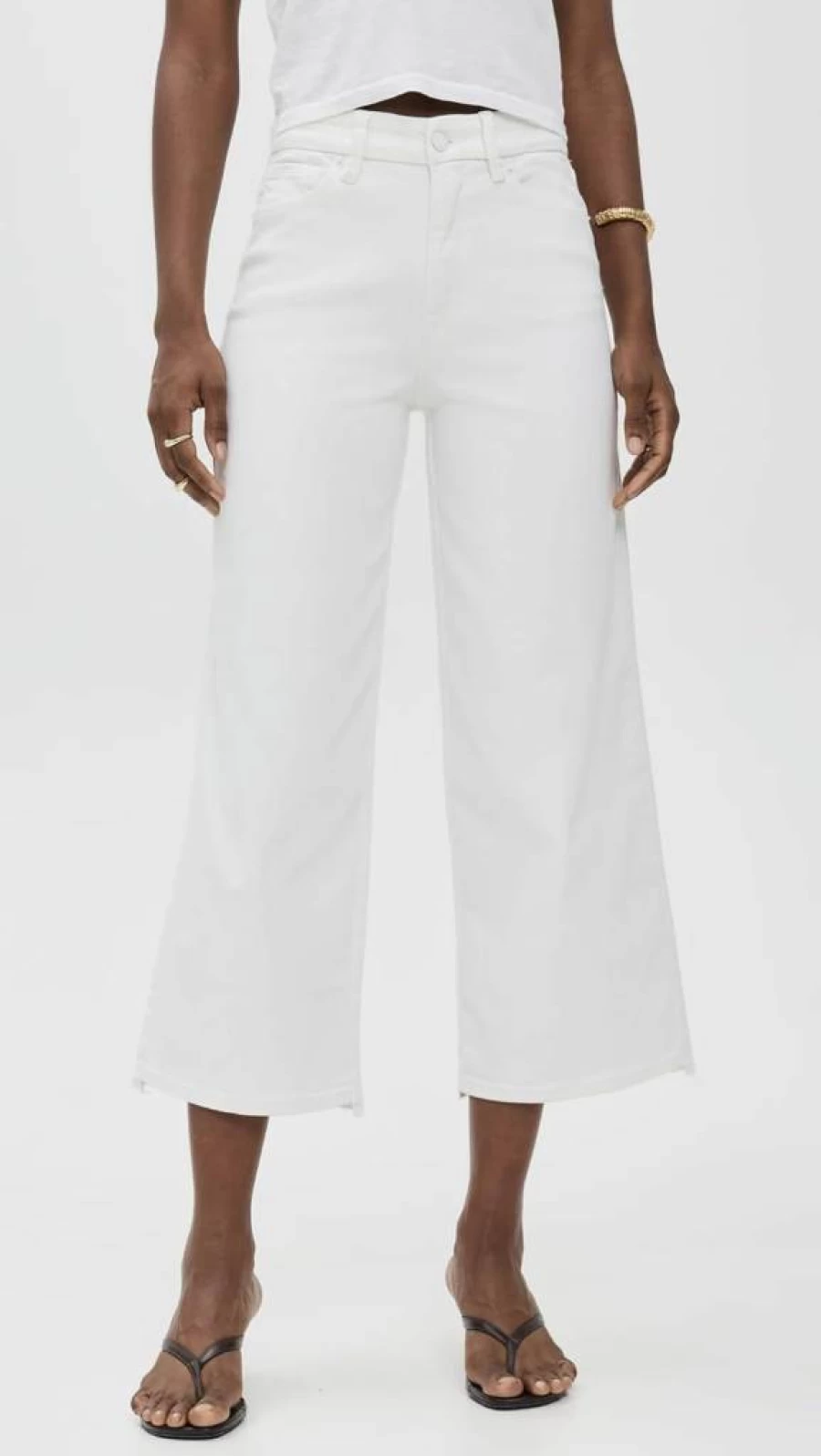 Good American Women's High-Waisted Cropped Palazzo Jeans in White - Size 6