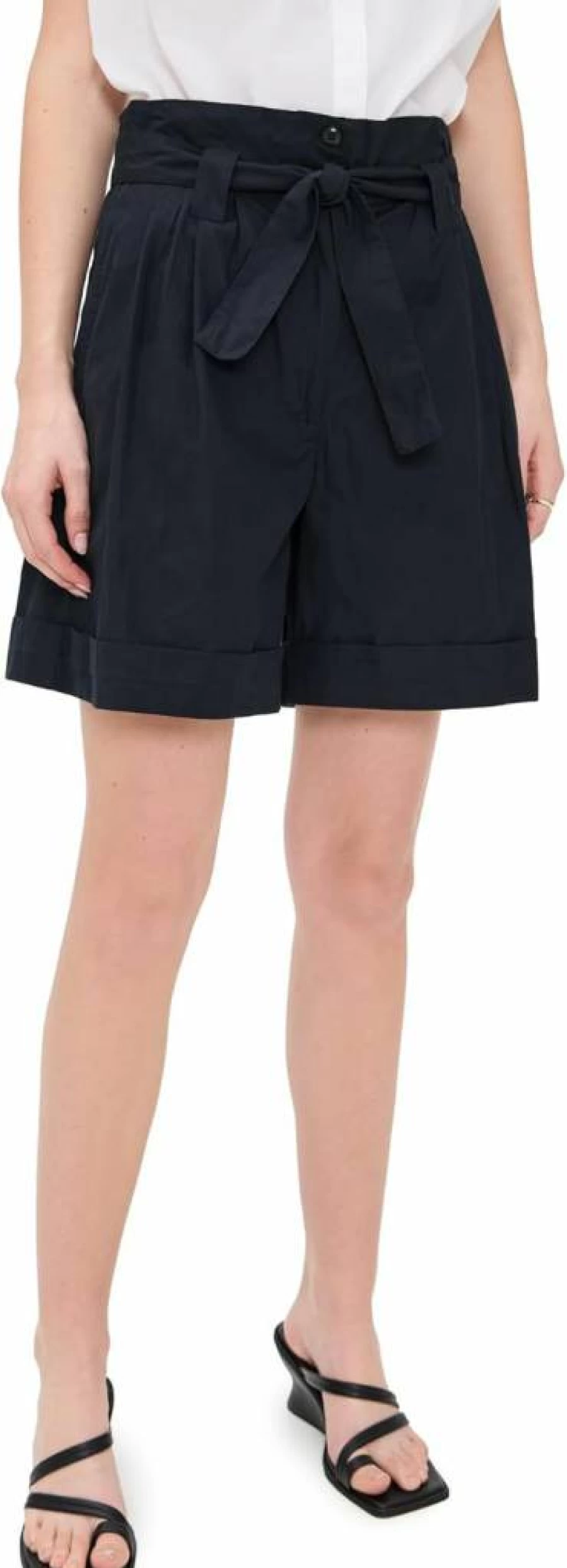 THE GREAT Women's Pleated High-Waist Trouser Shorts - Casual Chic Summer Pant