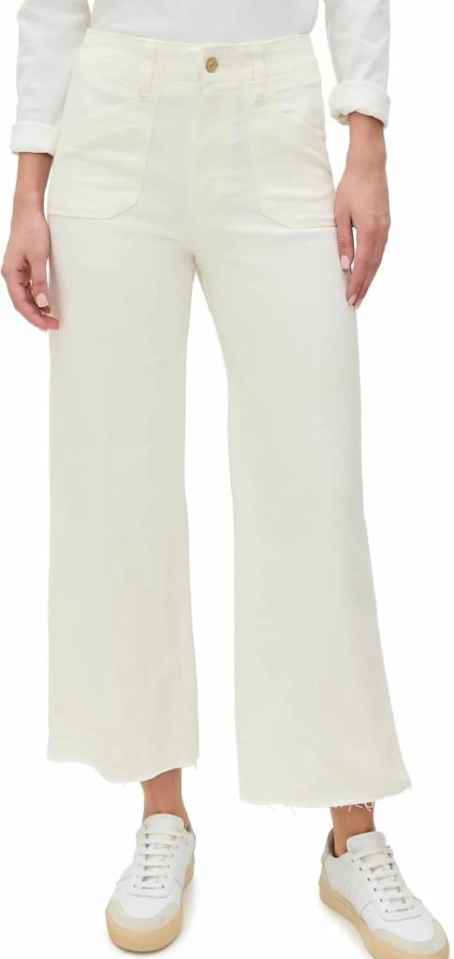 PAIGE Women's Anessa Welt Utility Pocket Pants - High-Waisted Casual Trousers with Functional Pockets