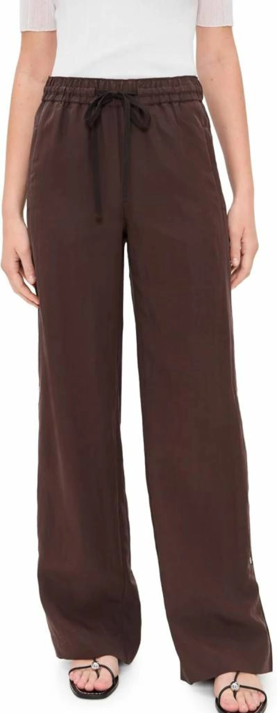 Vince Women's Pull-On Pants with Side Snap Closure - Mid Rise Comfort Fit