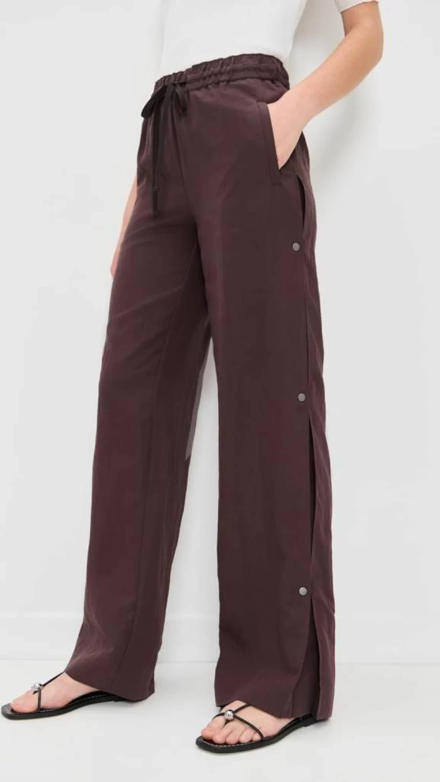 Vince Women's Pull-On Pants with Side Snap Closure - Mid Rise Comfort Fit