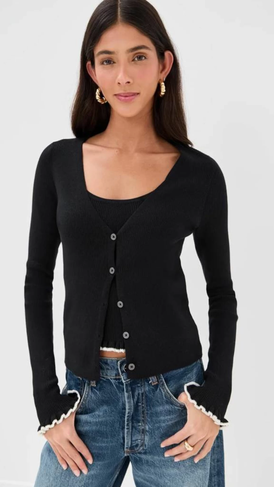 LE BOP Women's Ribbed Knit Cardigan Sweater - Stylish Casual Open Front Long Sleeve Wrap
