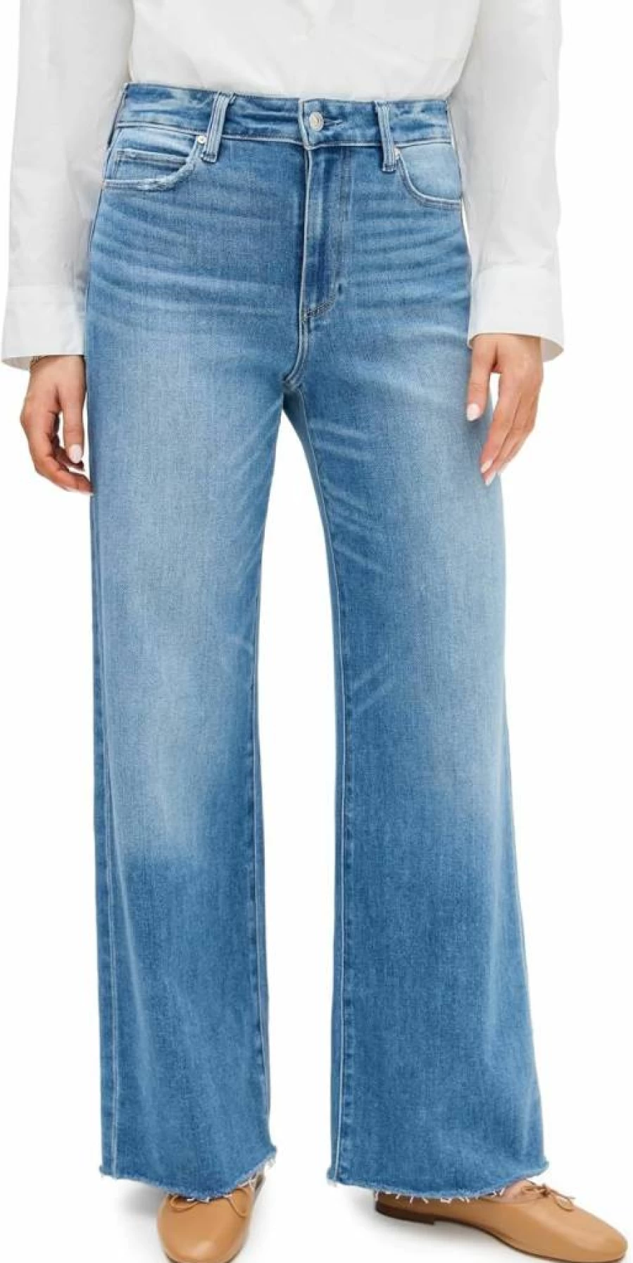 PAIGE Women's Anessa High-Rise Raw Hem Jeans | 31" Inseam | Distressed Denim