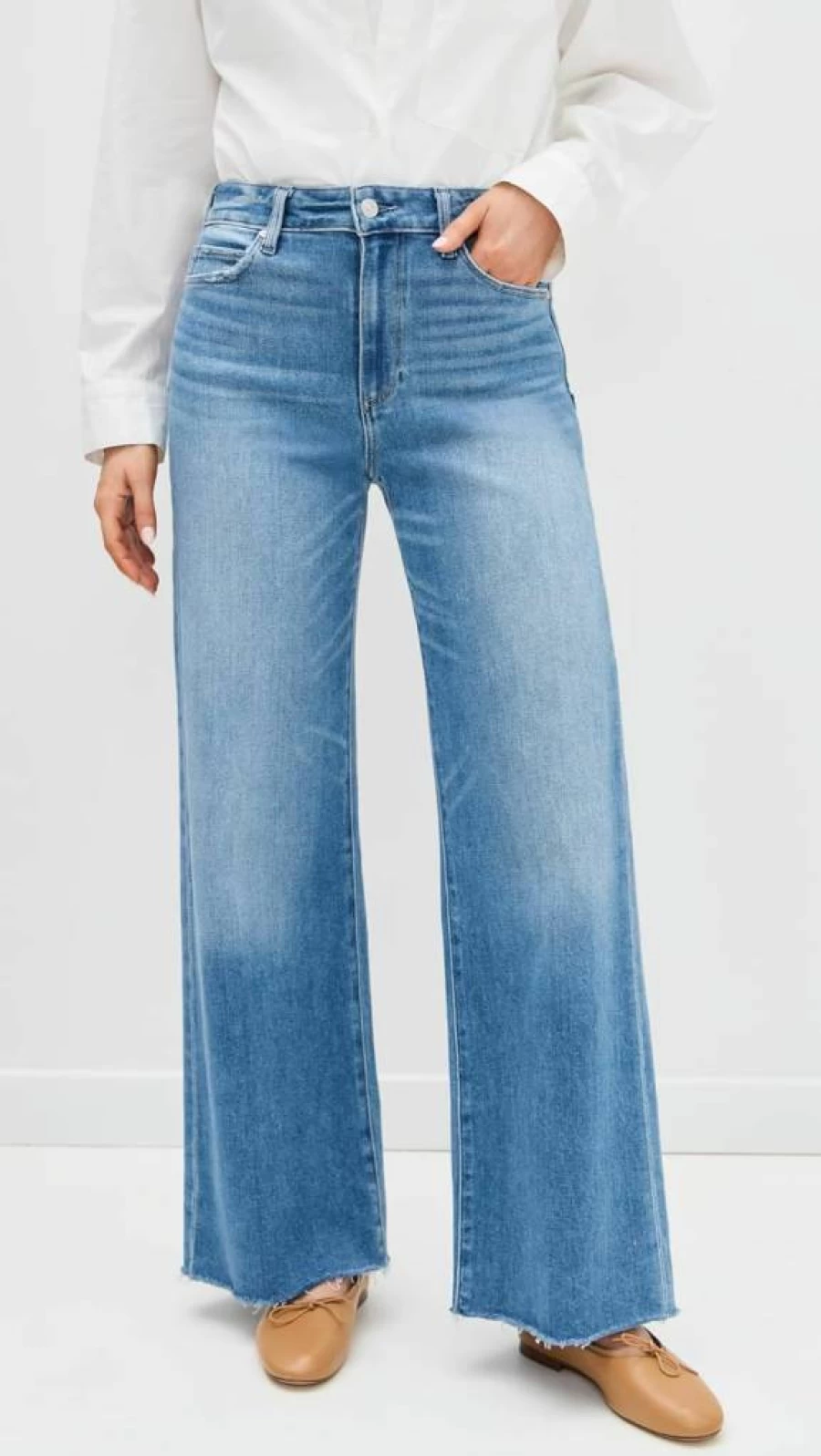 PAIGE Women's Anessa High-Rise Raw Hem Jeans | 31" Inseam | Distressed Denim